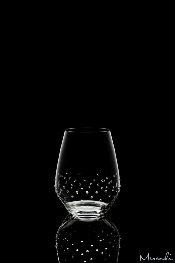 Water and white wine glass by Spiegelau® enhanced with 72 Swarovski® crystals, Quill