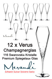 Champagnerglas von Spiegelau® mit 116 Swarovski® Kristallen veredelt, Merandi Schweiz, Verus