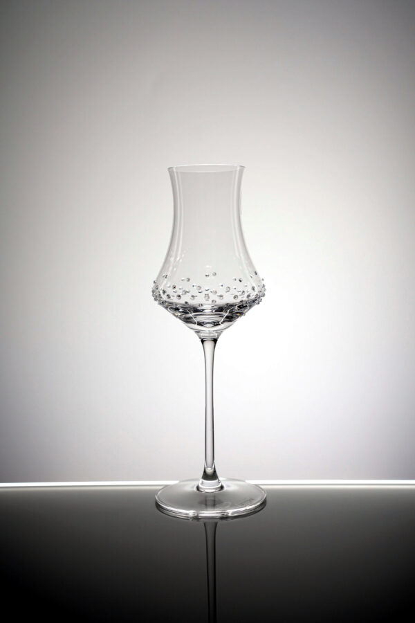 Brandy glass Alari, Merandi Switzerland, Spiegelau, Swarovski crystals, high-contrast lighting