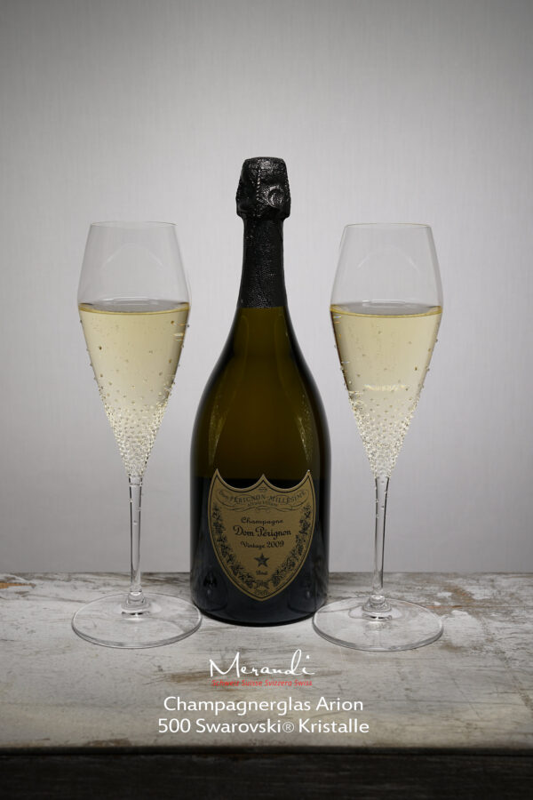Verre à champagne Arion, Merandi Suisse, 500 cristaux Swarovski®, Dom Pérignon