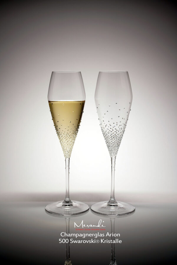 Verre à champagne Arion, Merandi Suisse, 500 cristaux Swarovski® chacun