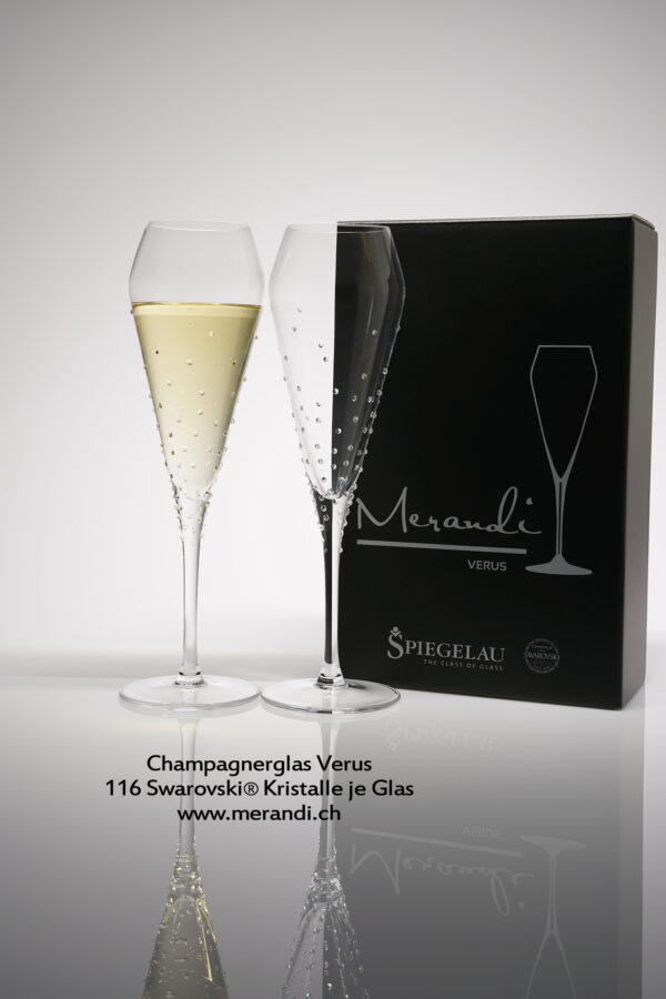 Champagne glass Verus, Merandi Switzerland, 2 glasses per pack