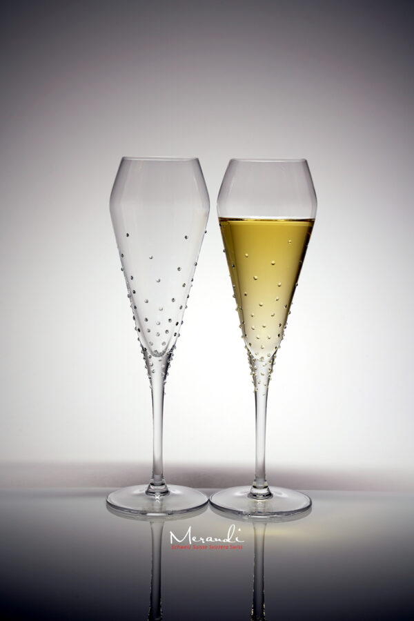 Champagnerglas Verus, Merandi Schweiz, 116 Swarovski Kristalle