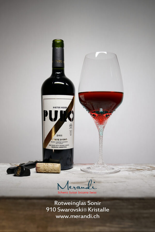 Verre à vin rouge Sonir, Merandi Suisse, 910 cristaux Swarovski®, Puro Dieter Meier