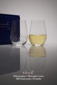 Wasser- Weinglas Lorin, Merandi Schweiz, 2 Gläser, Packung, 108 Swarovski® Kristalle
