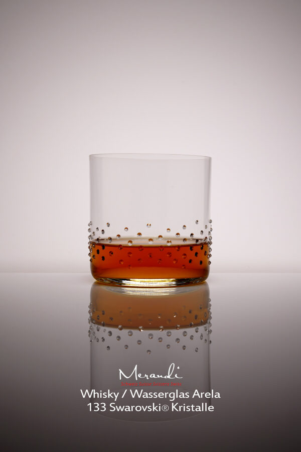 Verre à eau et verre à whisky Arela, Merandi Suisse, 133 cristaux Swarovski® chacun
