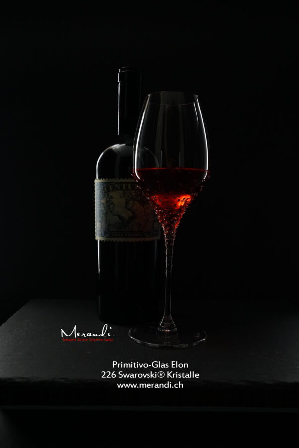 Elon bicchiere da vino rosso Merandi Svizzera, 226 cristalli Swarovski®, Primitivo Centurio